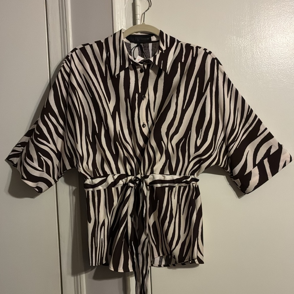 Zara Safari Zebra print top
